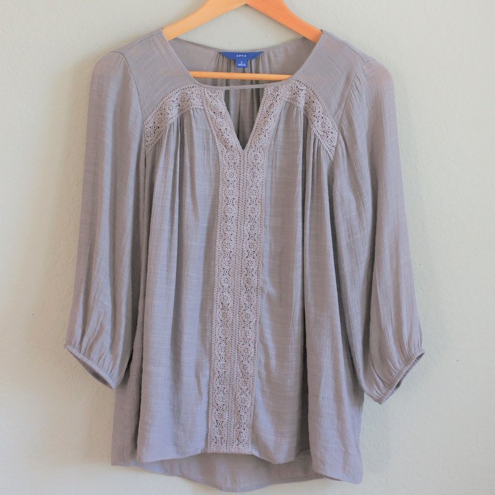 Apt. 9 Taupe Peasant Top Size S